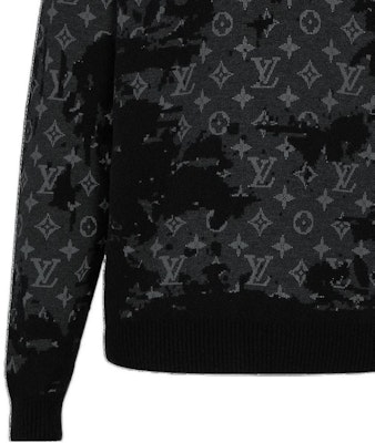 LOUIS VUITTON SS22 Suéter Negro Cuello Redondo Logo Desgastado. 1A96JT Cheap LOUIS VUITTON SS22 Suéter Negro Cuello Redondo Logo Desgastado. 1A96JT