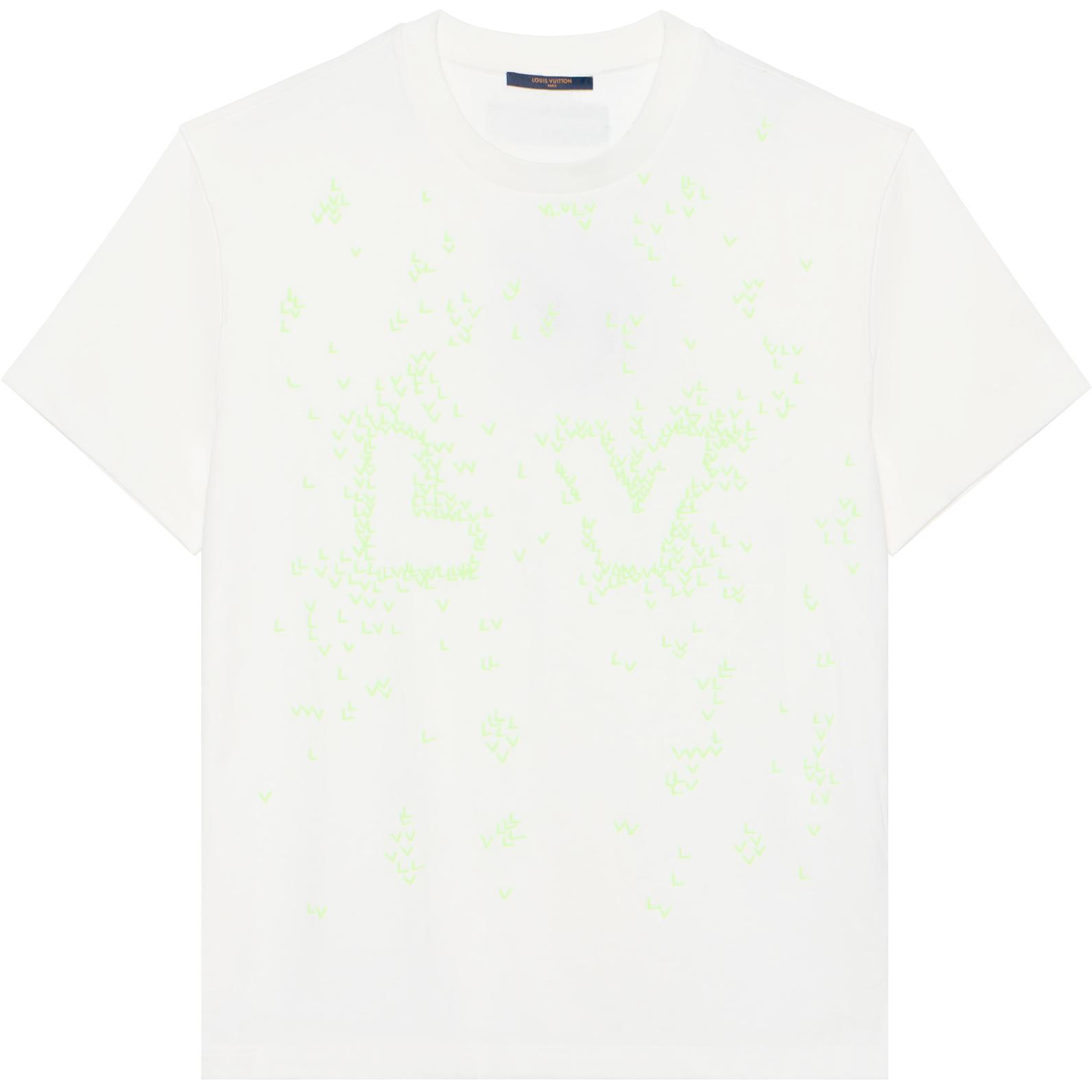 LOUIS VUITTON SS22 Embroidered Logo Spread Crewneck White T-Shirt Mens. 1AA808