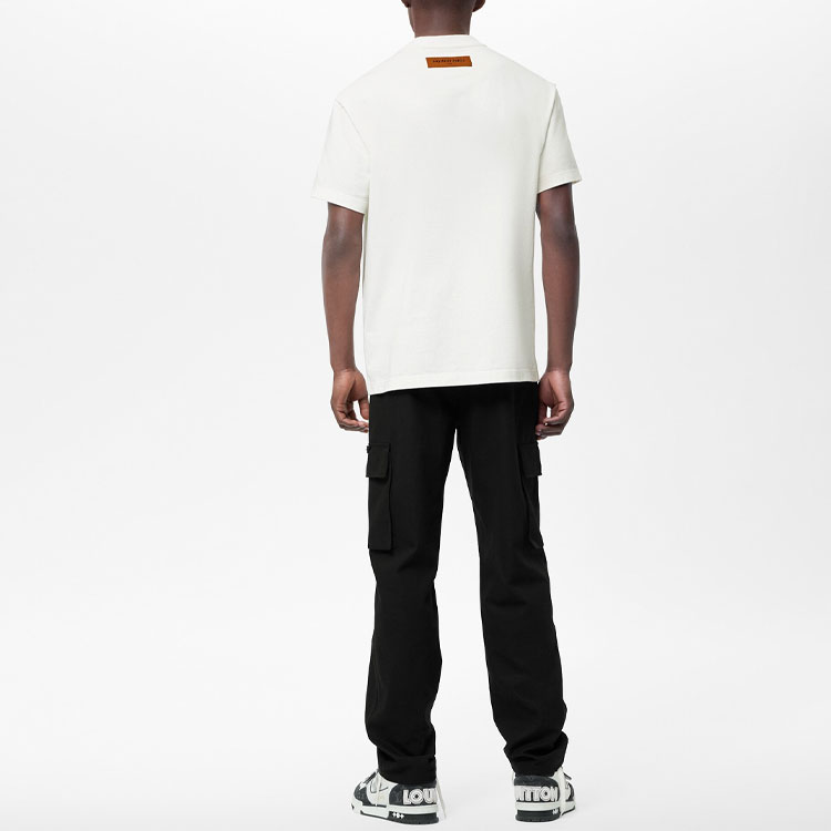 Details for LOUIS VUITTON SS22 Embroidered Logo Spread Crewneck White T-Shirt Mens. 1AA808