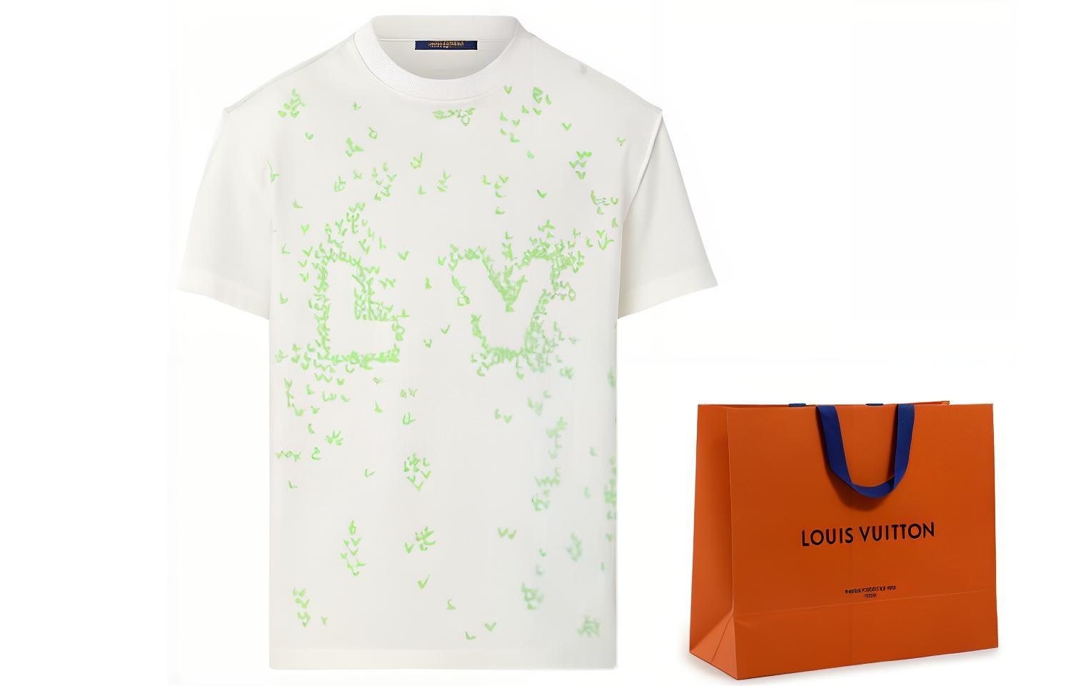 Cheap LOUIS VUITTON SS22 Embroidered Logo Spread Crewneck White T-Shirt Mens. 1AA808