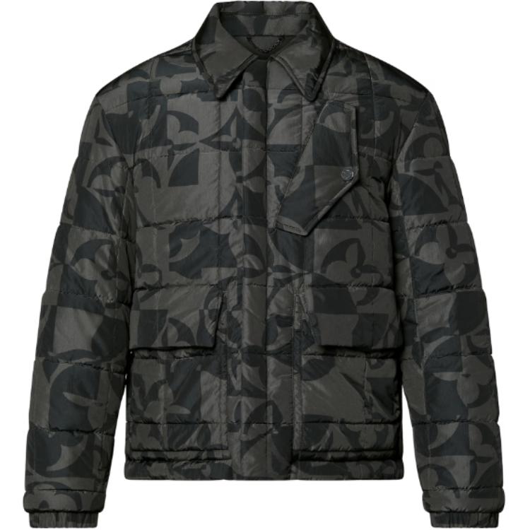 LOUIS VUITTON SS22 Floral Collar Jacket Coat  Charcoal Gray 1A9JZ0