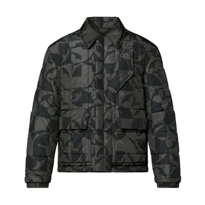 LOUIS VUITTON SS22 Floral Collar Jacket Coat Charcoal Gray 1A9JZ0