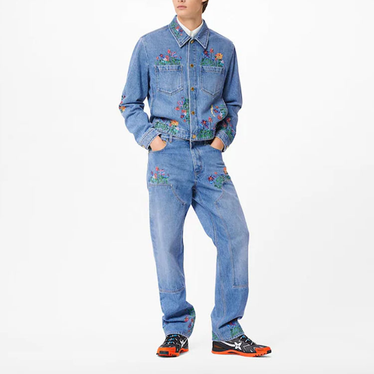 LOUIS VUITTON SS22 Floral Embroidered Denim Jacket Blue  Fashion. 1A9GI2 圖 3