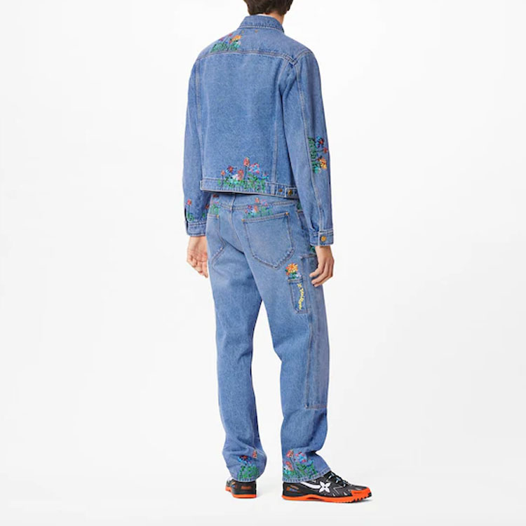 LOUIS VUITTON SS22 Floral Embroidered Denim Jacket Blue  Fashion. 1A9GI2 圖 4
