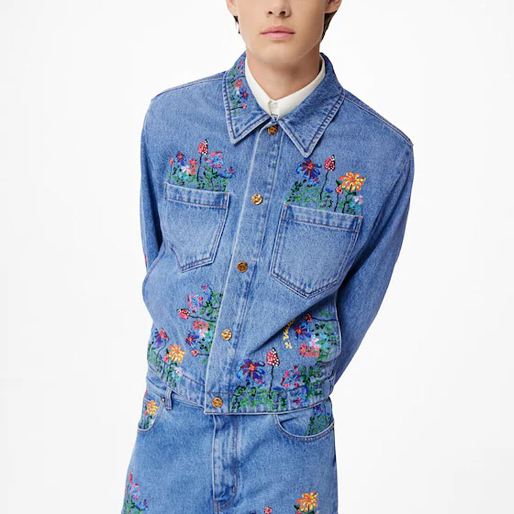 LOUIS VUITTON SS22 Floral Embroidered Denim Jacket Blue  Fashion. 1A9GI2 圖 5