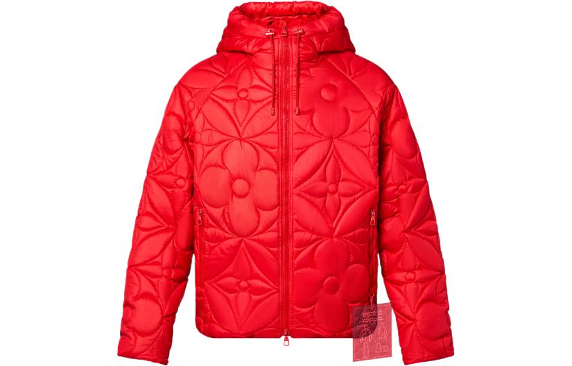 Louis Vuitton SS22 Floral Quilted Hooded Jacket Red - Collection 1A9FUY