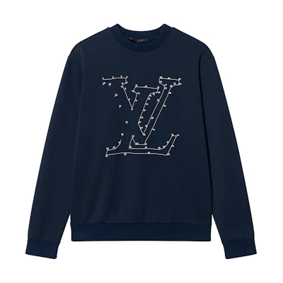 LOUIS VUITTON SS22 Gold Mine Logo Embroidered Crewneck Sweatshirt Navy Unisex. 1A96KV