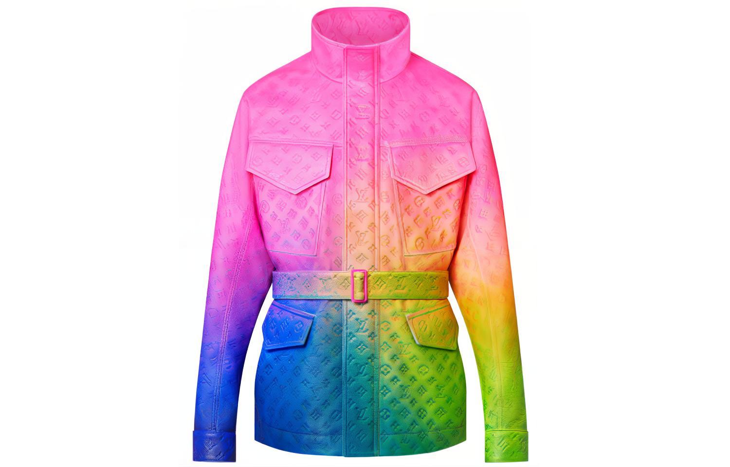 Louis Vuitton SS22 Gradient Logo Embossed Belted Jacket Pink () 1A9UJH