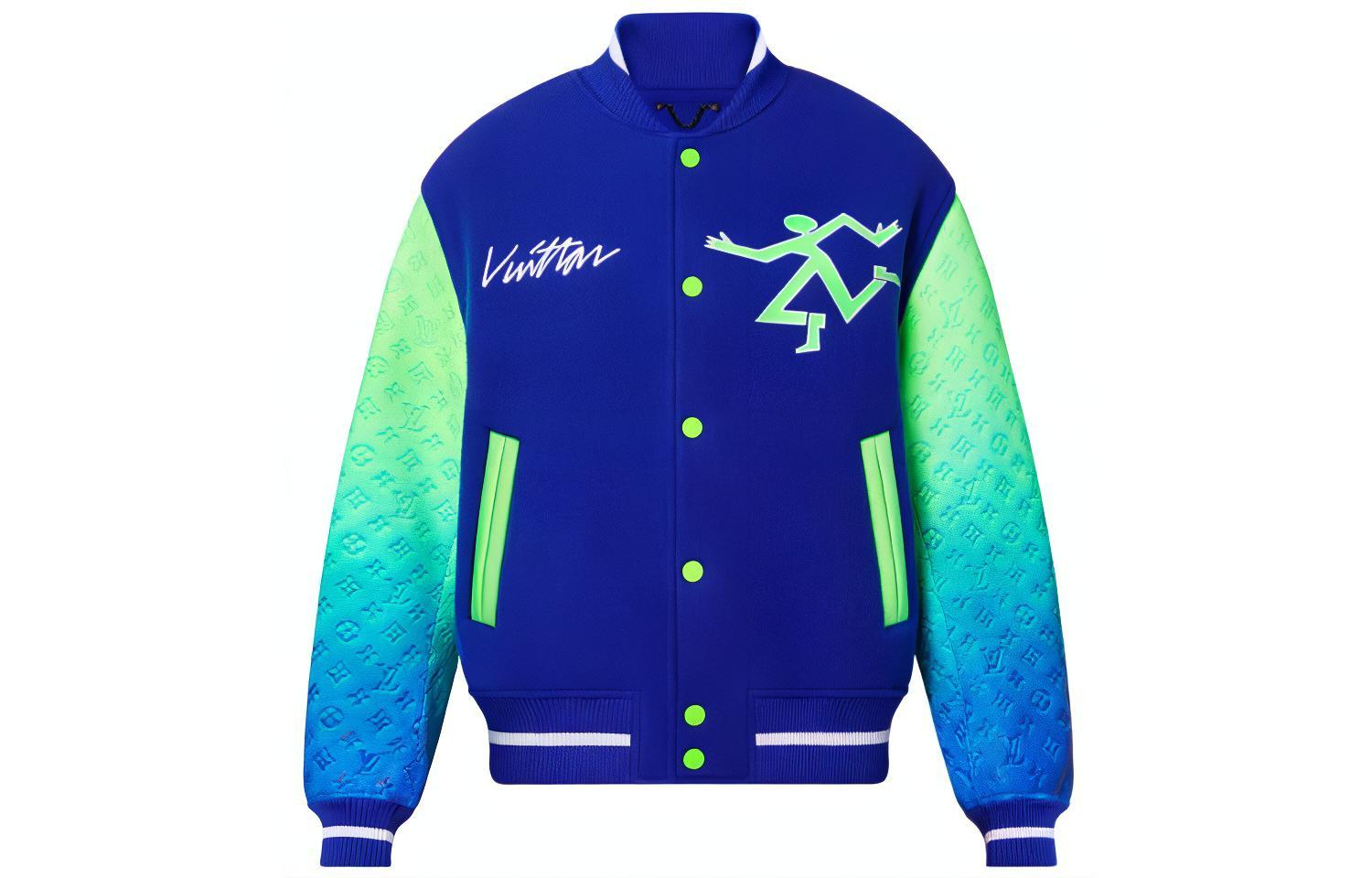 Order 路易威登 SS22 漸層Logo拼接棒球外套 藍色 1A9UJS