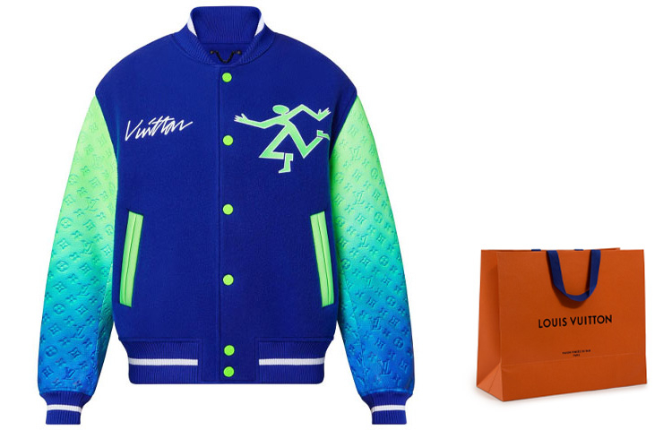 Lookbook 路易威登 SS22 漸層Logo拼接棒球外套 藍色 1A9UJS