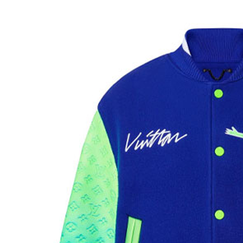 Sizing 路易威登 SS22 漸層Logo拼接棒球外套 藍色 1A9UJS