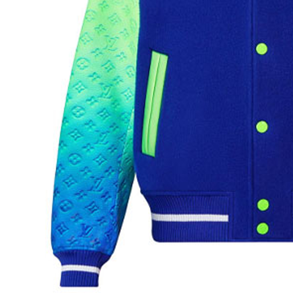 Cheap 路易威登 SS22 漸層Logo拼接棒球外套 藍色 1A9UJS