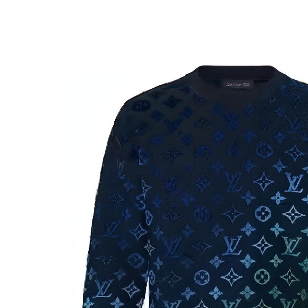Details for 루이비통 SS22 그라데이션 모노그램 크루넥 긴팔 스웻셔츠 블루 남성용. 1A9GLK