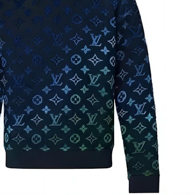 루이비통 SS22 그라데이션 모노그램 크루넥 긴팔 스웻셔츠 블루 남성용. 1A9GLK Sizing 루이비통 SS22 그라데이션 모노그램 크루넥 긴팔 스웻셔츠 블루 남성용. 1A9GLK