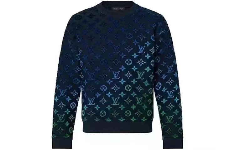 Order LOUIS VUITTON SS22 Gradient Monogram Crewneck Pullover Sweatshirt Biru 1A9GLF