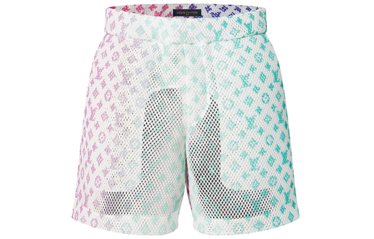 Shop Pantalones cortos LOUIS VUITTON SS22 Blanco con logo monogramado degradado. 1A9V7