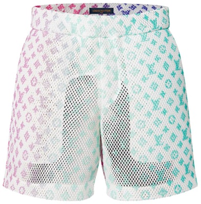 Pantalones cortos LOUIS VUITTON SS22 Blanco con logo monogramado degradado. 1A9V7 Shop Pantalones cortos LOUIS VUITTON SS22 Blanco con logo monogramado degradado. 1A9V7