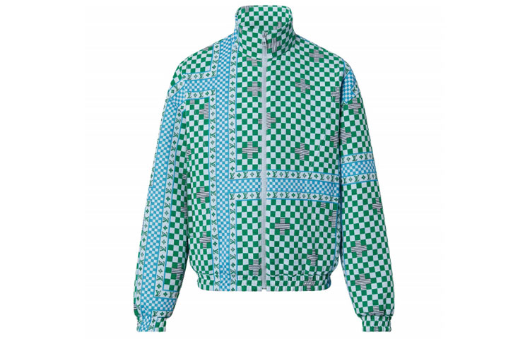 Order LOUIS VUITTON SS22 Green Checkerboard Logo Print Zip Jacket . 1A9T4R