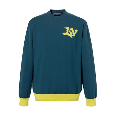 LOUIS VUITTON SS22 Green Logo Crewneck Pullover Sweater Men. 1AA4RG