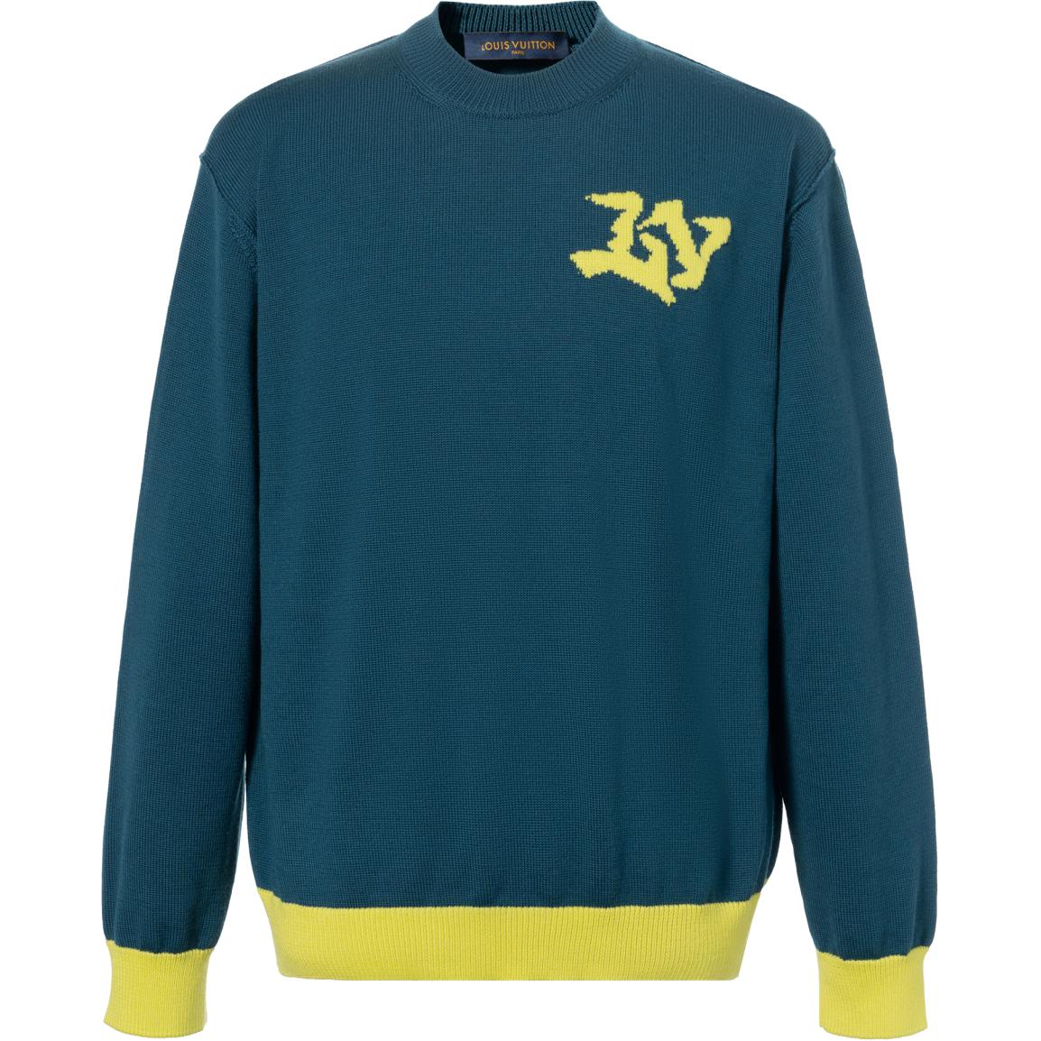 Order LOUIS VUITTON SS22 Sweater Lelaki Logo Hijau Crewneck Pullover. 1AA4RG