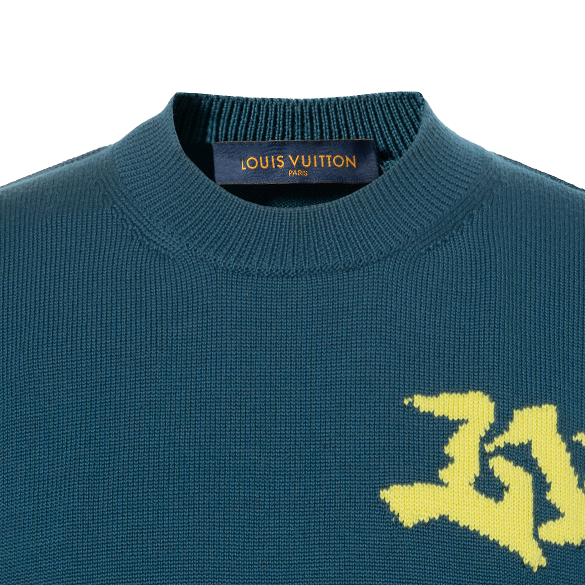 Cheap LOUIS VUITTON SS22 Sweater Lelaki Logo Hijau Crewneck Pullover. 1AA4RG