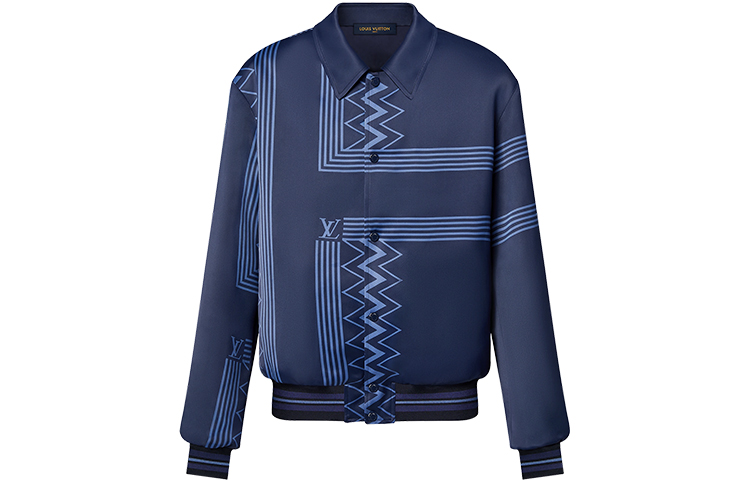 Louis Vuitton SS22 Karakoram Striped Single-Breasted Pilot Jacket Men Blue 1AA7B1