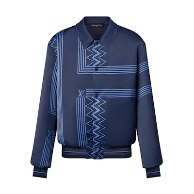 Louis Vuitton SS22 Karakoram Striped Single-Breasted Pilot Jacket Men Blue 1AA7B1