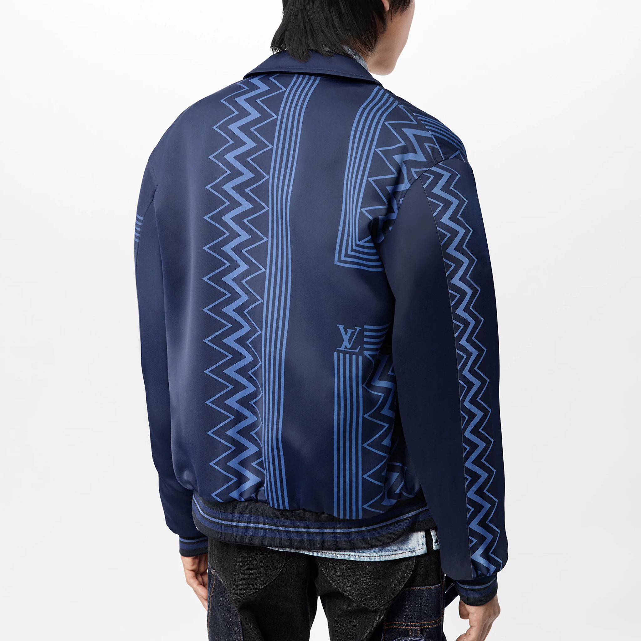 Details for ルイヴィトン SS22 カラコルム ストライプ シングルブレスト パイロットジャケット ブルー メンズ 1AA7B1