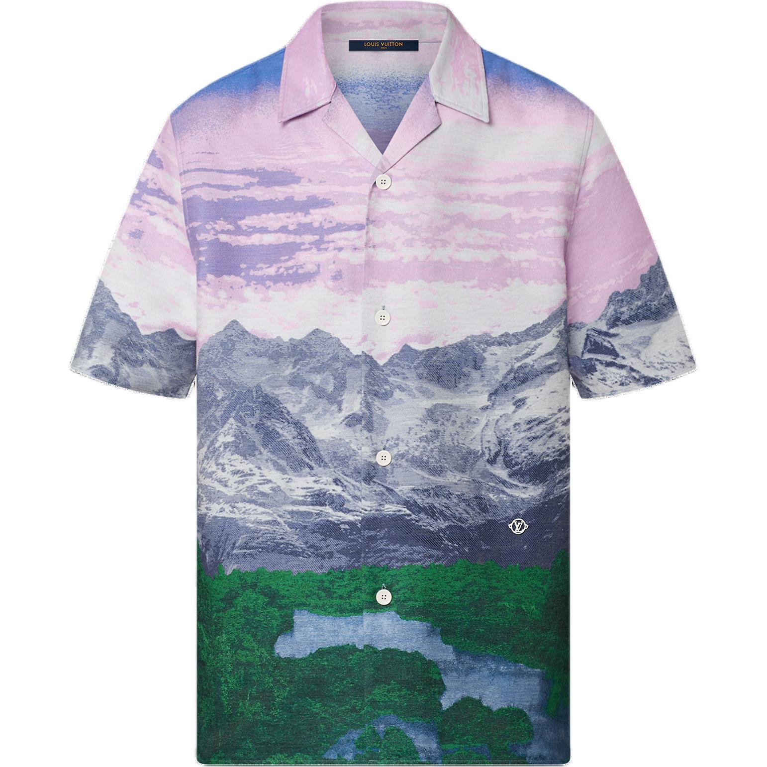 LOUIS VUITTON SS22 Landscape Print Relaxed Fit Short Sleeve Shirt Multicolor Men. 1A9TBC