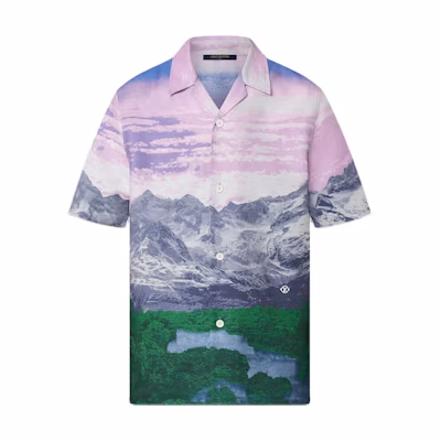 LOUIS VUITTON SS22 Landscape Print Relaxed Fit Short Sleeve Shirt Multicolor Men. 1A9TBC