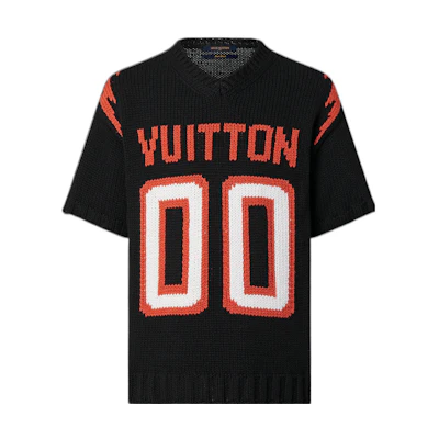 LOUIS VUITTON SS22 Logo Embroidered Rugby Short Sleeve T-Shirt Black Men 1A9SXH