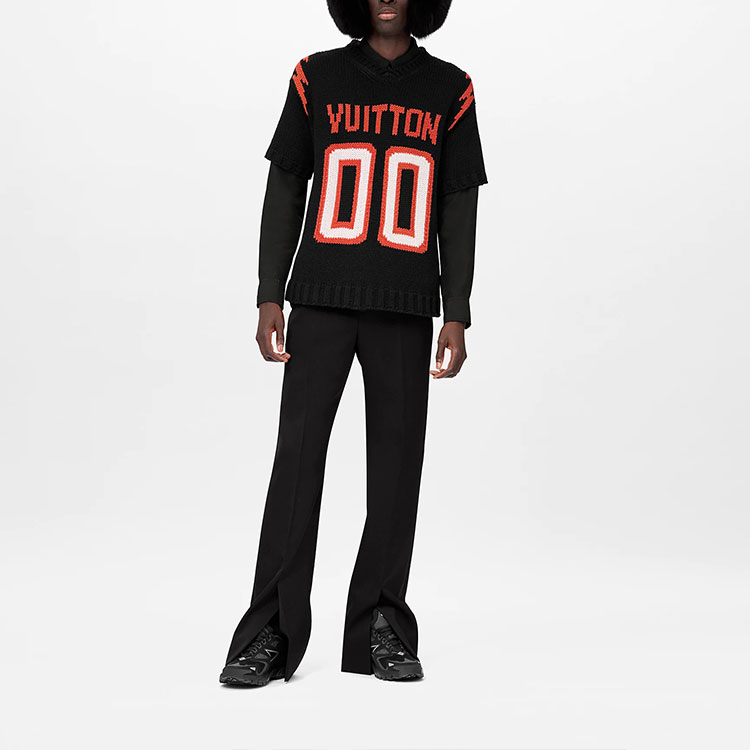 Lookbook Camiseta Negra Hombre Manga Corta Rugby Bordado Logo LOUIS VUITTON SS22 1A9SXH