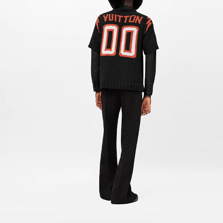 Shop Camiseta Negra Hombre Manga Corta Rugby Bordado Logo LOUIS VUITTON SS22 1A9SXH