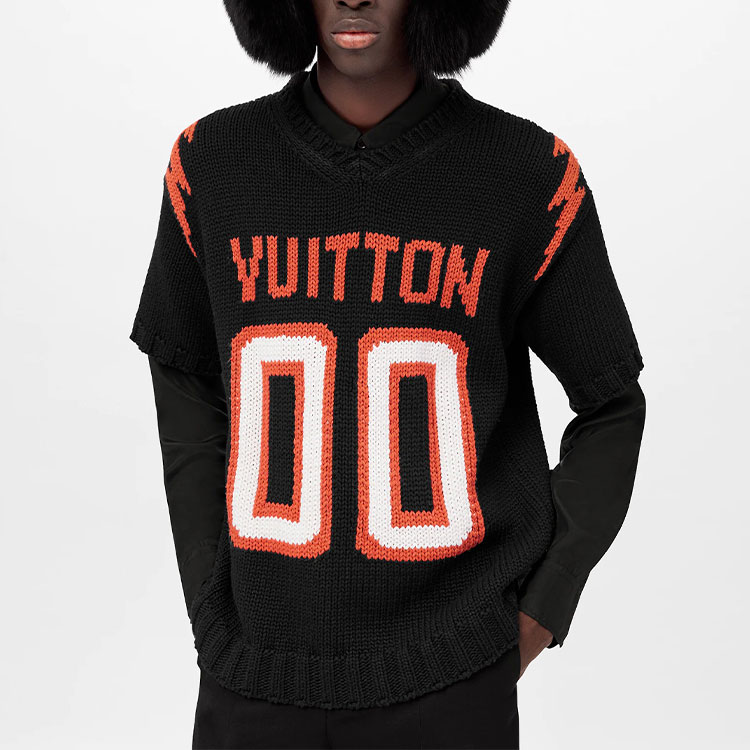 Purchase Camiseta Negra Hombre Manga Corta Rugby Bordado Logo LOUIS VUITTON SS22 1A9SXH