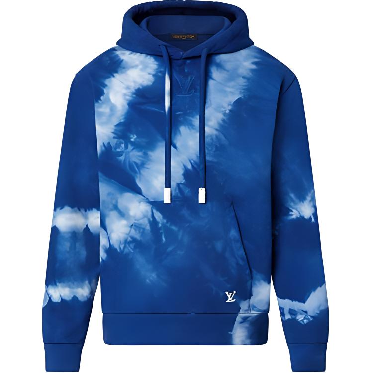 LOUIS VUITTON SS22 Logo Embroidered Tie-Dye Hoodie Blue (). 1A9SWS