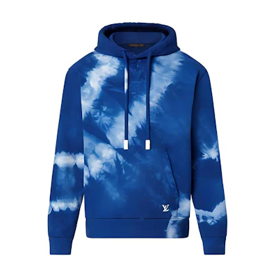 LOUIS VUITTON SS22 Logo Embroidered Tie-Dye Hoodie Blue (). 1A9SWS