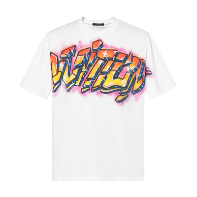 LOUIS VUITTON SS22 Logo Graffiti Short Sleeve T-Shirt White Menswear. 1A9T6P