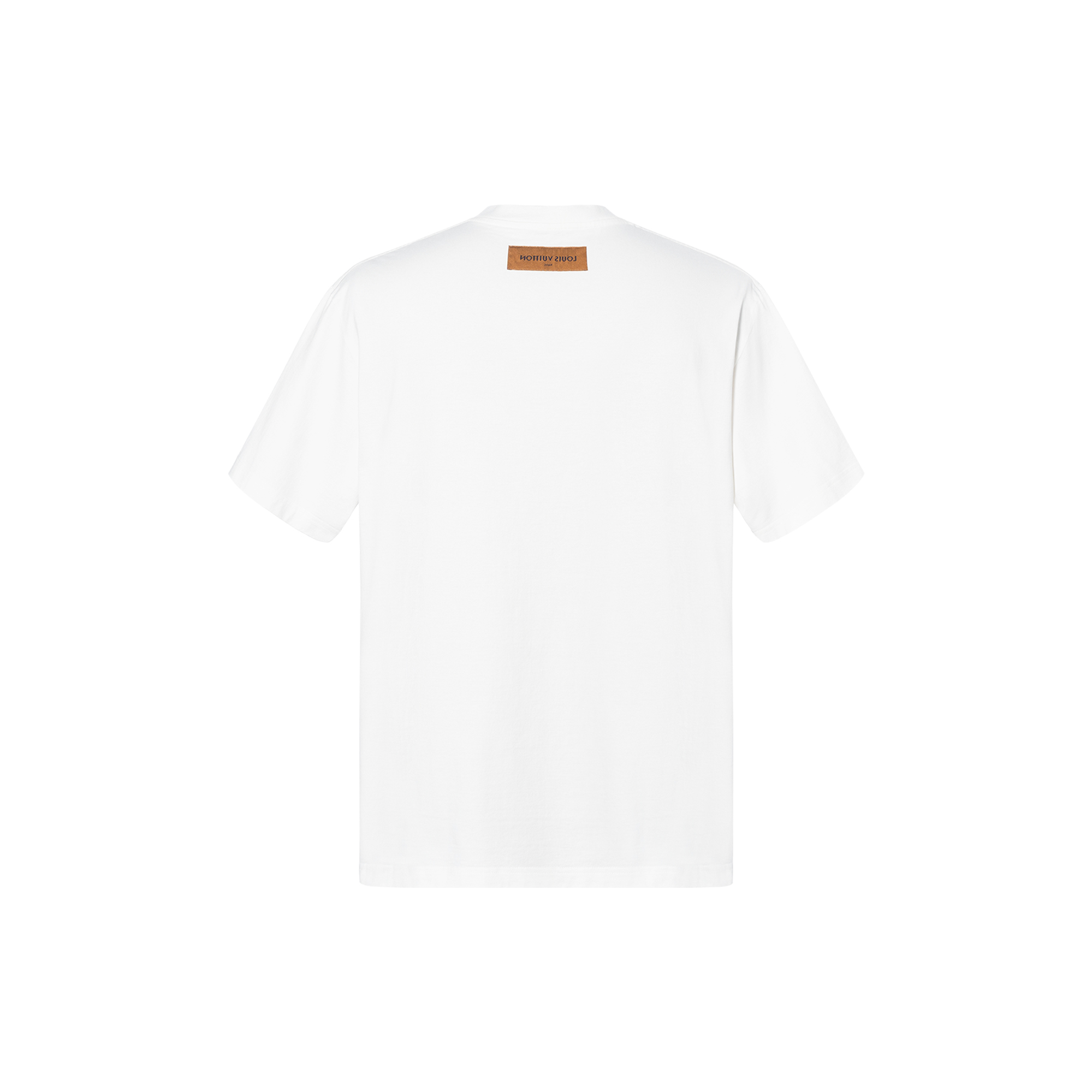 Lookbook 루이비통 SS22 로고 그래피티 반팔 티셔츠 화이트 남성용. 1A9T6P