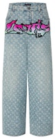 LOUIS VUITTON SS22 Logo Print Graffiti Denim Jeans Blue 1A9T0M LOUIS VUITTON SS22 Logo Print Graffiti Denim Jeans Blue 1A9T0M