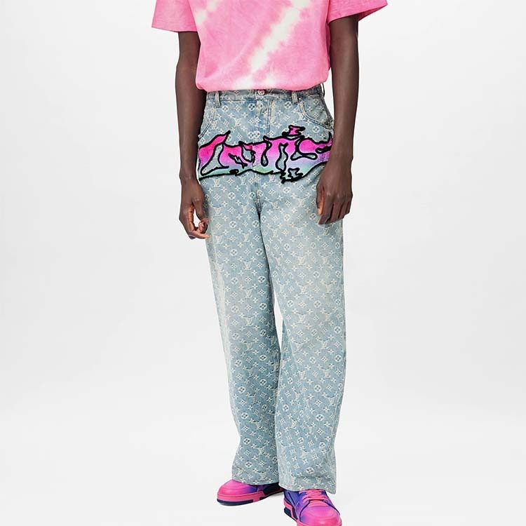 Lookbook 루이비통 SS22 로고 프린트 그래피티 데님 진 블루 1A9T0M