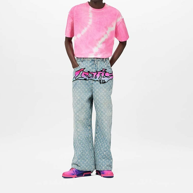 Shop 루이비통 SS22 로고 프린트 그래피티 데님 진 블루 1A9T0M