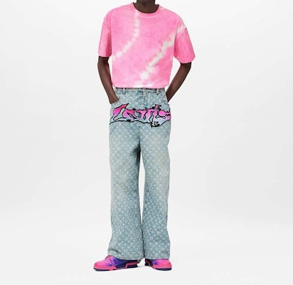 루이비통 SS22 로고 프린트 그래피티 데님 진 블루 1A9T0M Shop 루이비통 SS22 로고 프린트 그래피티 데님 진 블루 1A9T0M