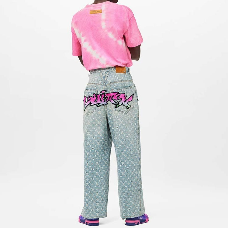 Purchase 루이비통 SS22 로고 프린트 그래피티 데님 진 블루 1A9T0M