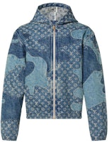 LOUIS VUITTON SS22 Monogram Denim Jacket Blue Distressed Patchwork Design 1A9K6B LOUIS VUITTON SS22 Monogram Denim Jacket Blue Distressed Patchwork Design 1A9K6B