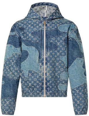 LOUIS VUITTON SS22 Monogram Denim Jacket Blue Distressed Patchwork Design 1A9K6B Order LOUIS VUITTON SS22 Monogram Denim Jacket Blue Distressed Patchwork Design 1A9K6B