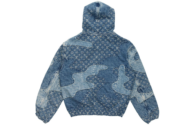 Lookbook LOUIS VUITTON Jaket Denim Monogram SS22 Biru Desain Patchwork Distressed 1A9K6B