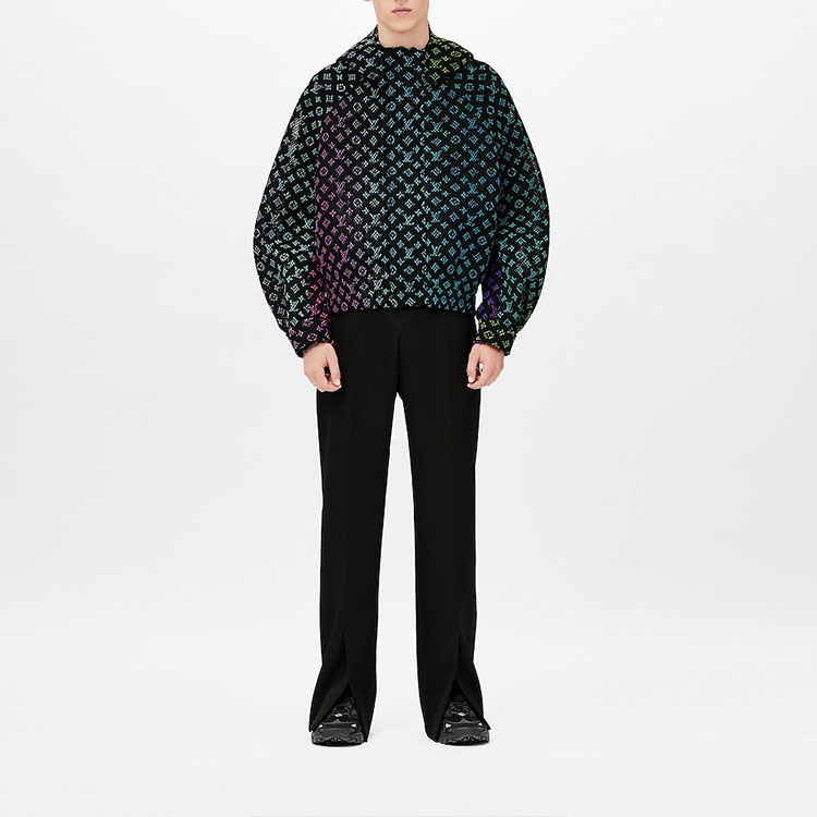 Shop LOUIS VUITTON SS22 Jaket Hoodie Hijau Monogram Gradient Grid Pria 1A9UH1