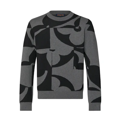 Louis Vuitton SS22 Monogram Print Pullover Sweatshirt Grey Fashion 1A9GJ6