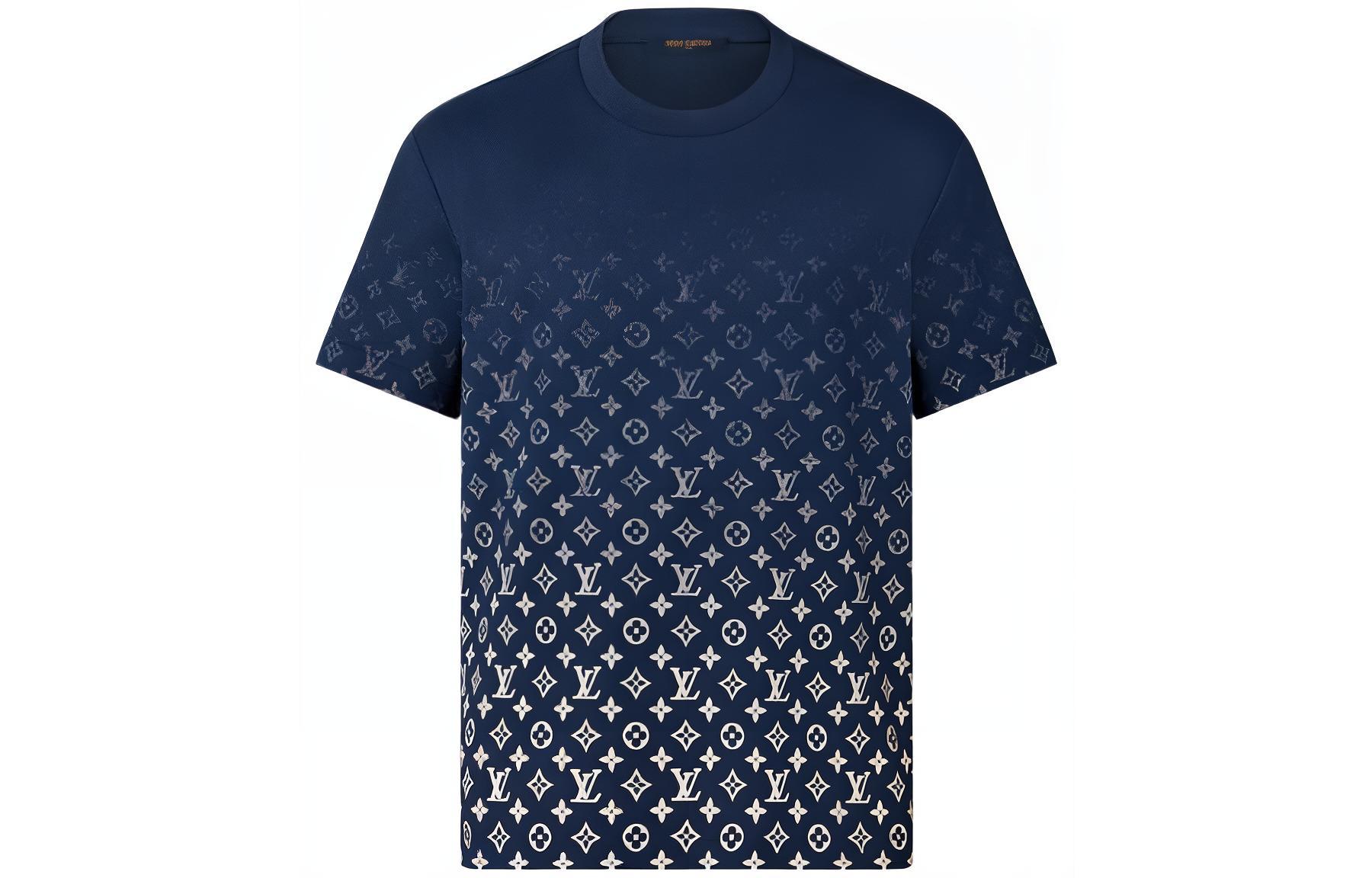 LOUIS VUITTON SS22 Navy  T-Shirt with Logo Print Crew Neck Design. 1A8HKS
