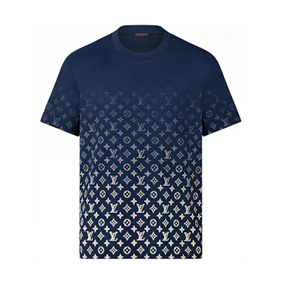 LOUIS VUITTON SS22 Navy T-Shirt with Logo Print Crew Neck Design. 1A8HKS